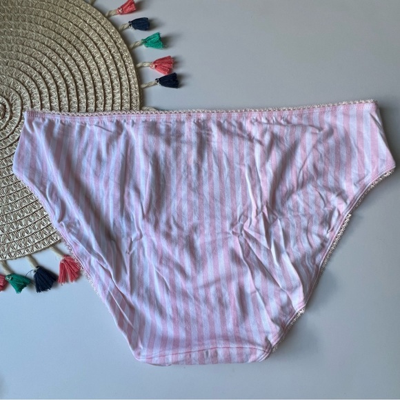 Victoria's Secret Stretch Cotton Bikini Panty Pink Stripes Large NEW - Picture 3 of 6